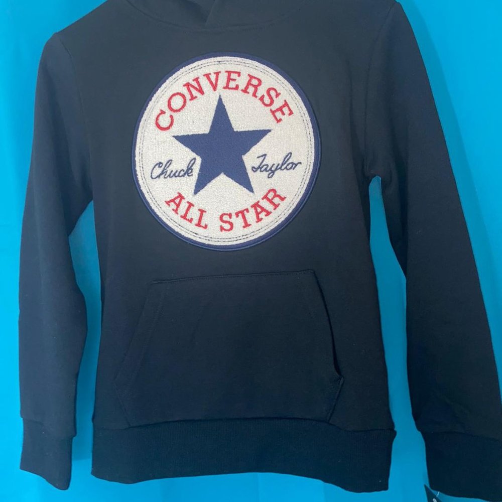 Converse Big Boy Chuck Patch Fleece Pullover Black Hoodie - Picture 10 of 12